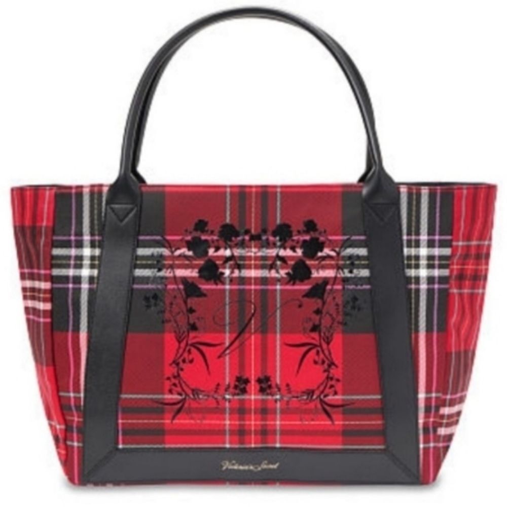 Victoria's Secret Festive 2020 Winter Red Plaid Tote Bag NEW
